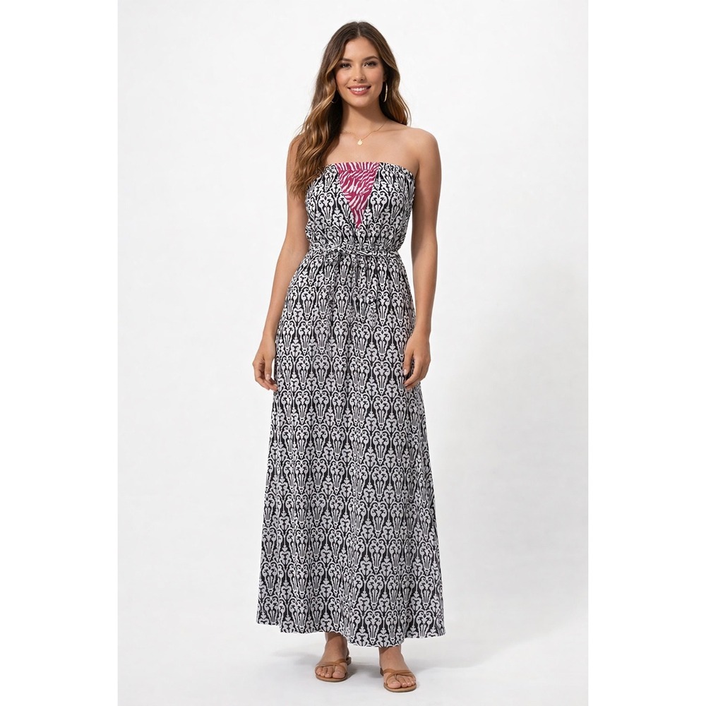 NWT: THML Anthropologie Strapless Damask Maxi Dress‎ Size L (L422)